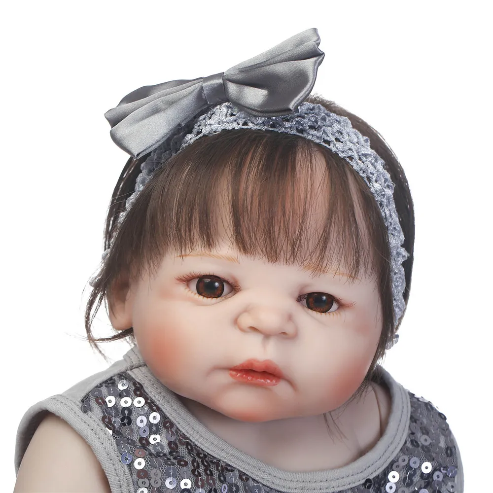 

23"57cm Full silicone Reborn Baby Girl Doll Bebe Realistic modeling bathe lifelike Toy collectible Doll Children's Day Gifts