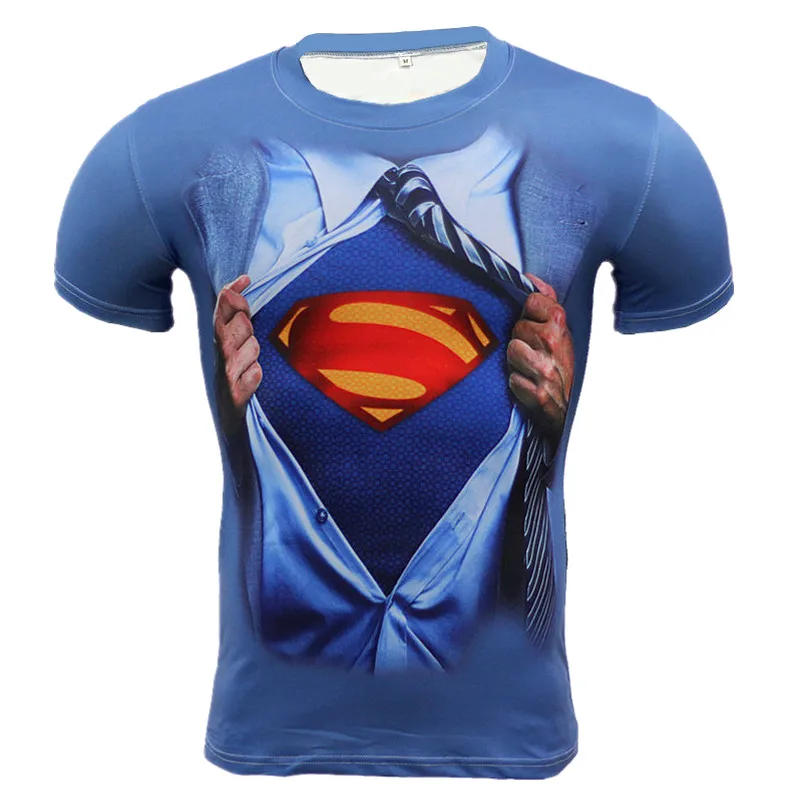 2017 New Men's Superman 3D Funny T Shirt Superhero Tight Tees