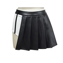 Женские осенние плиссированные Лоскутные панк-юбки с высокой талией из искусственной кожи, мини-юбки для женщин и девушек, сексуальная готическая юбка