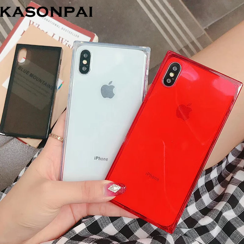 

KASONPAI Fashion Anti knock Phone Case For iPhone X Case For iphone 6 6S 7 8 Plus Back Cover Case Lovely Candy Color Clear Cases