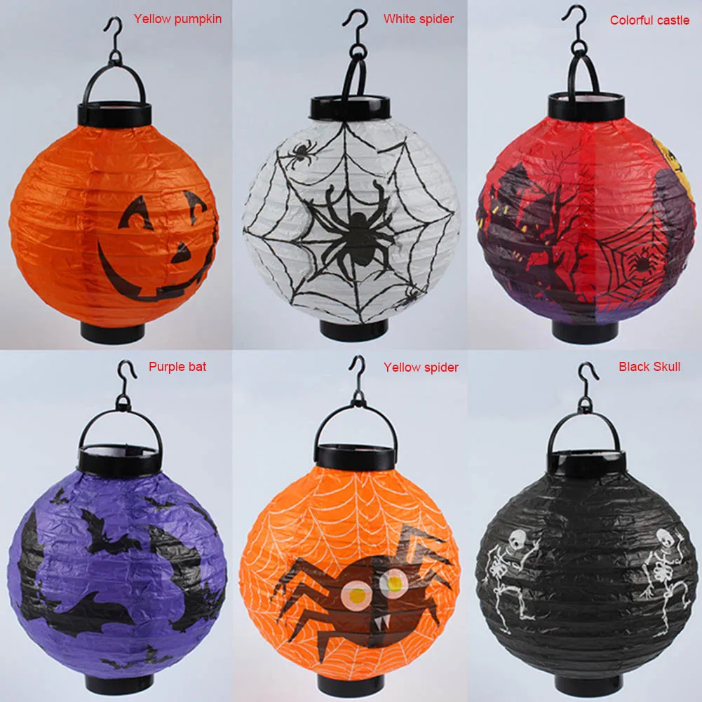 

Halloween Props Paper Lantern Foldable LED Lamp Hanging Home Decor Spider/Bat/Skull/Castle Light MDJ998