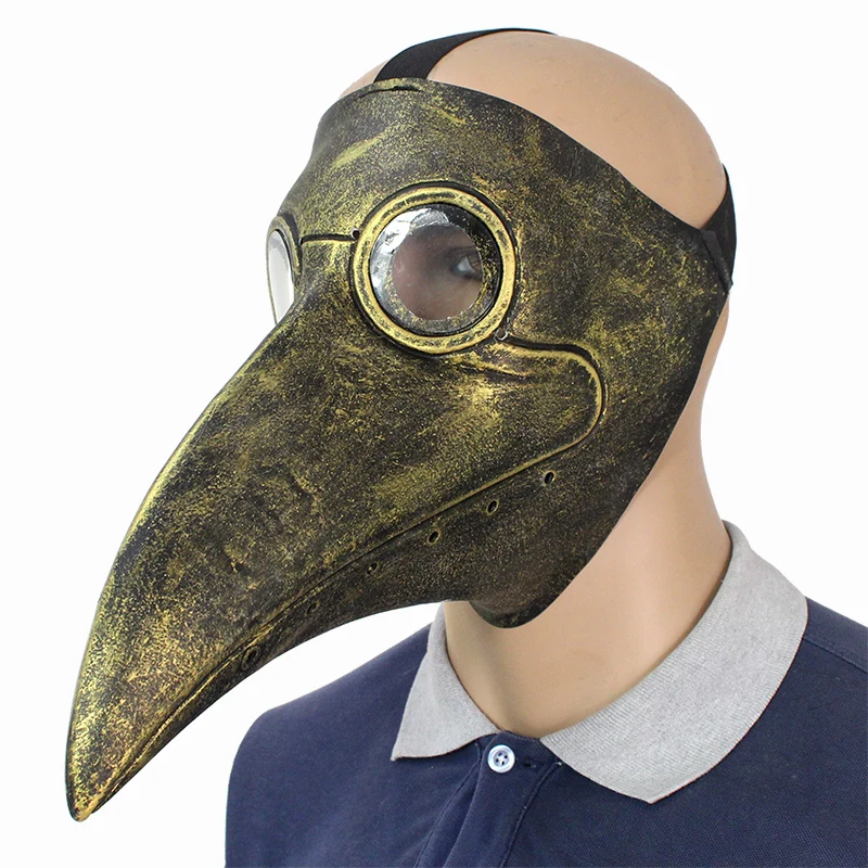 Золотой костюм в стиле стимпанк для косплея маска Чумного доктора латекс птица клюв маски взрослых Хэллоуин вечерние события мяч костюм реквизит