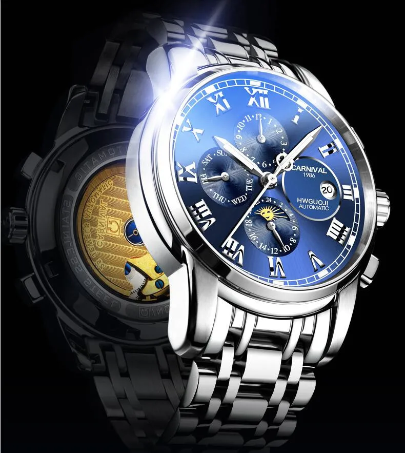 Мужские Оригинальные Роскошные брендовые автоматические механические часы Tourbillon, модные часы из нержавеющей стали, деловые подарки, мужские часы