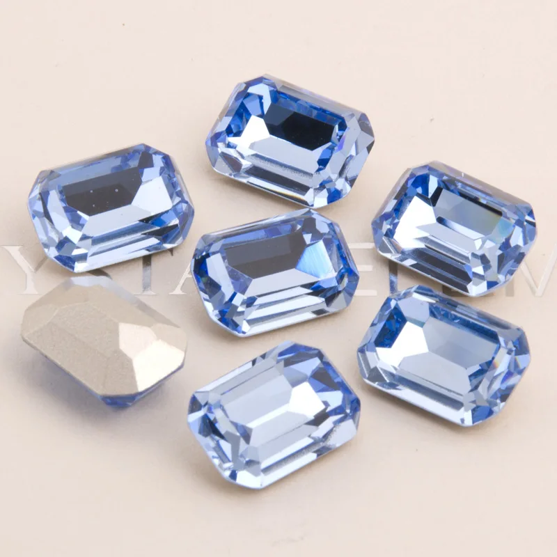 YANRUO #4610 все размеры Light Sapphire Octagon Кристалл пришить камни Strass указал назад Стекло