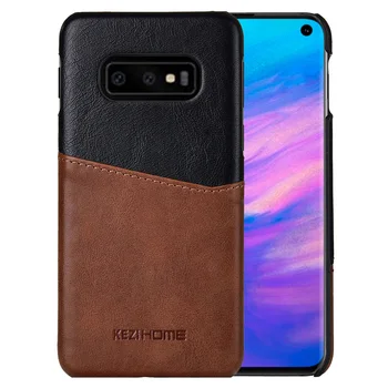 

for Samsung S10E Case,Two-Tone Vintage Insert Card Genuine Leather Back Shell Cover for Samsung Galaxy S10E Coque