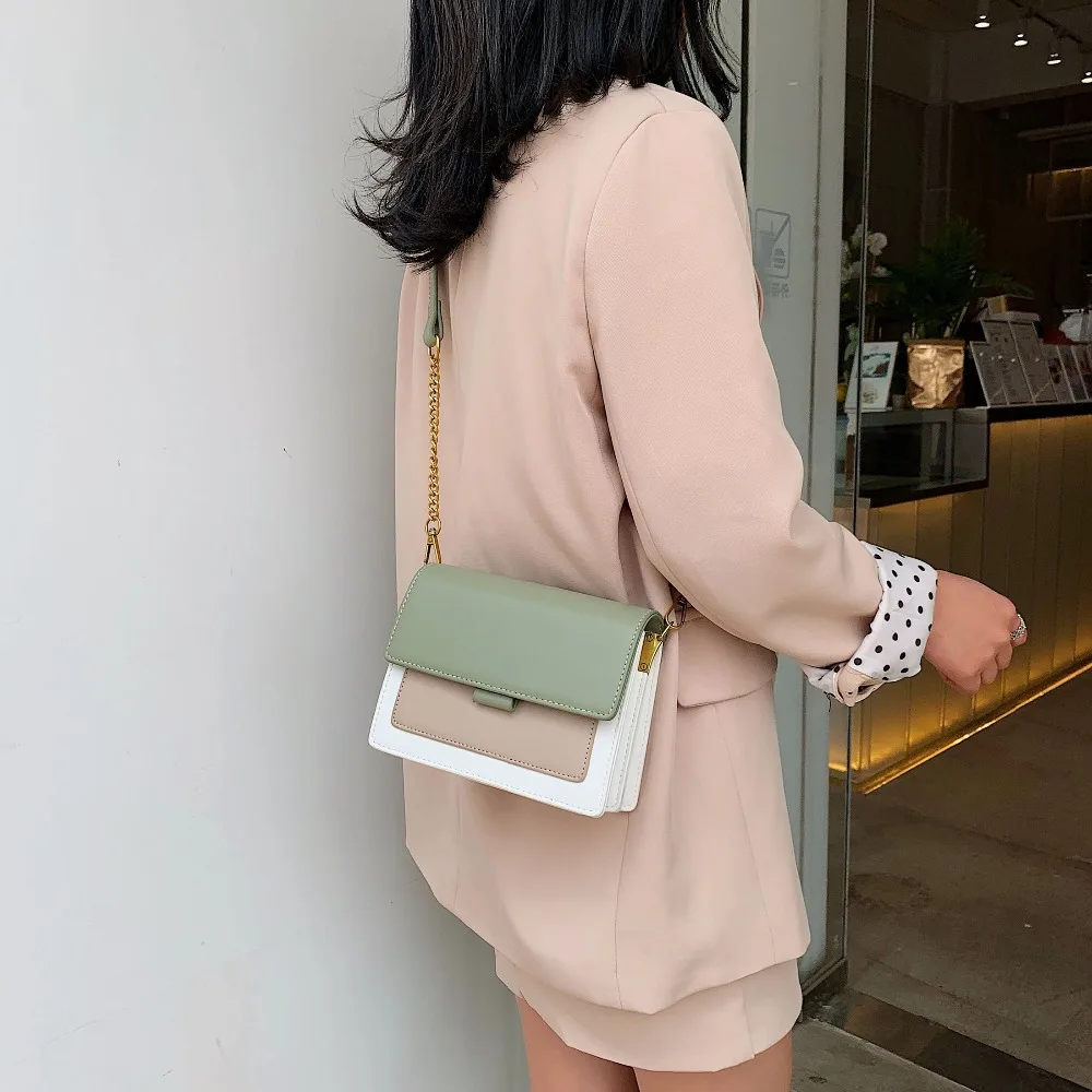 مصغرة جلدية Crossbody حقائب للنساء 2019 الأخضر سلسلة الكتف حقيبة ساعي سيدة سفر المحافظ و حقائب عبر الجسم حقيبة