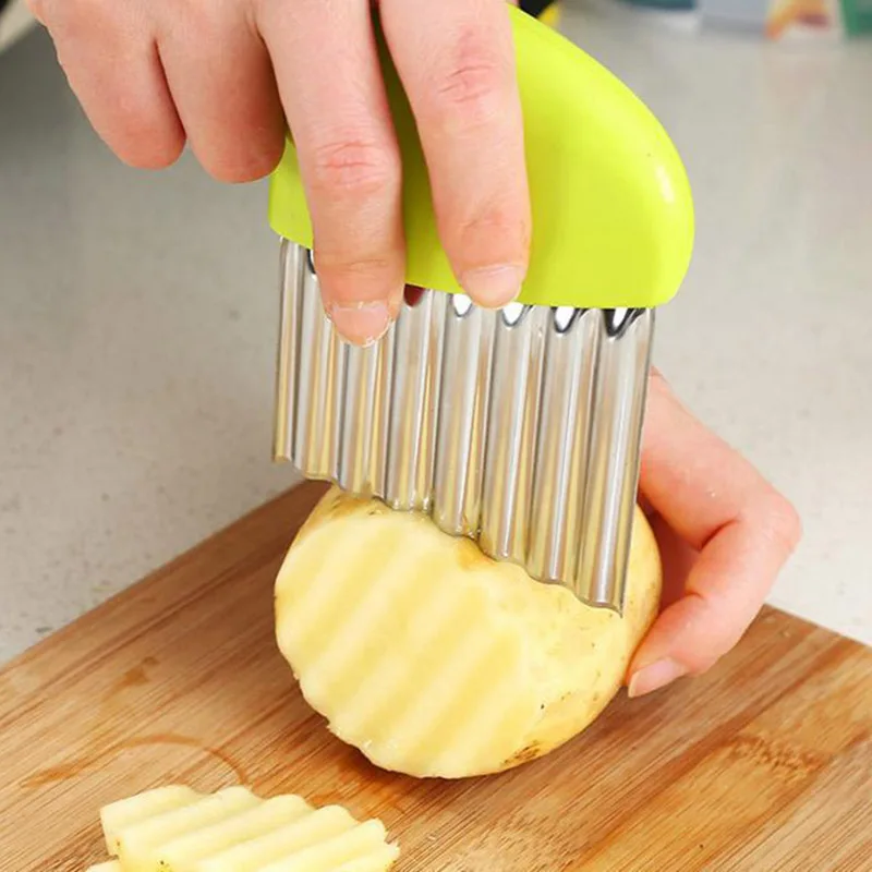 

Stainless Steel French Fries Cutter Vegetable Fruits Carrot Wavy Cutter Slicer Potato Chips Shredder Slicer Kitchen Gadgets