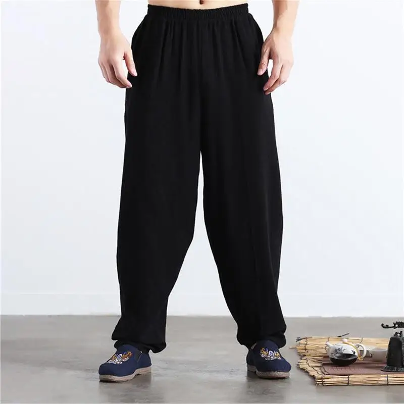 

Brand New Autumn Linen Casual Pants Men Solid wide leg pants plus size summer linen Trousers M-5XL 6XL Black khaki blue red