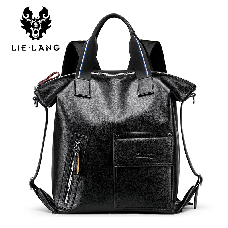 

LIELANG Black Backpack Men's Leather 2018 New Mini Backpack Anti-theft Waterproof Bags for Men Casual Travel Daypacks