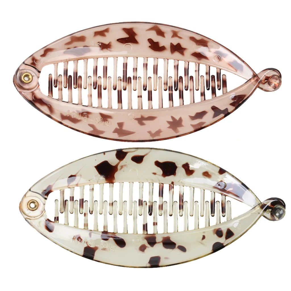 2 Pieces Resin Banana Hair Claw Tail Fish Clip Comb Hairclip Lady Fashion Hair Clasp Ponytail Holder