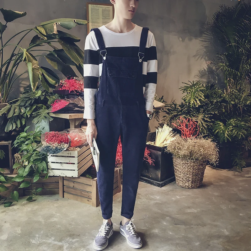 New 2017 men's clothing Autumn wear Korean casual overalls suspenders