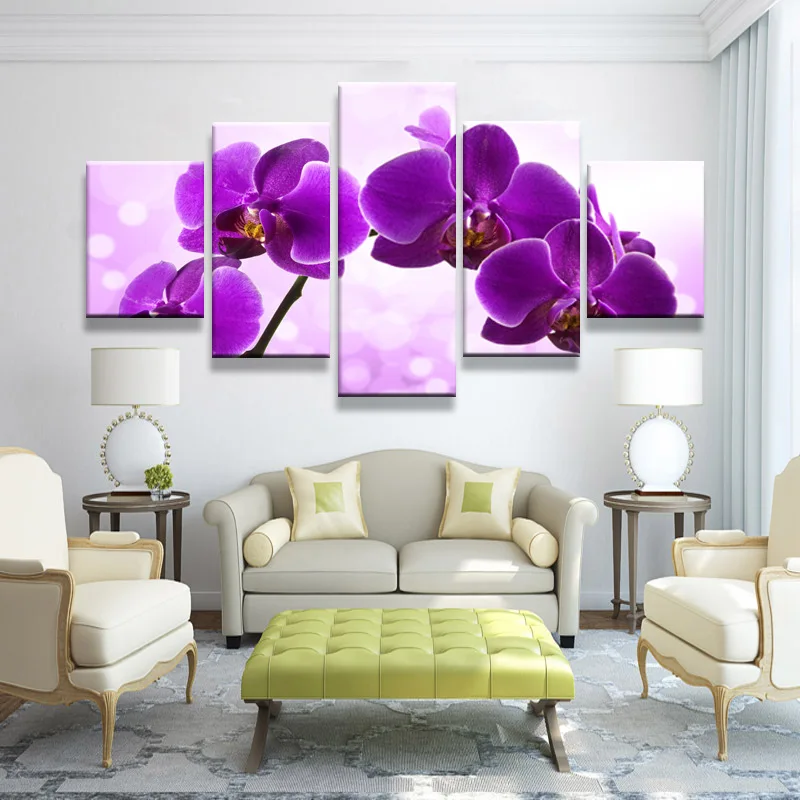 JERMYN 5 piece Flower oil Painting for Living Room Orchid prints Wall