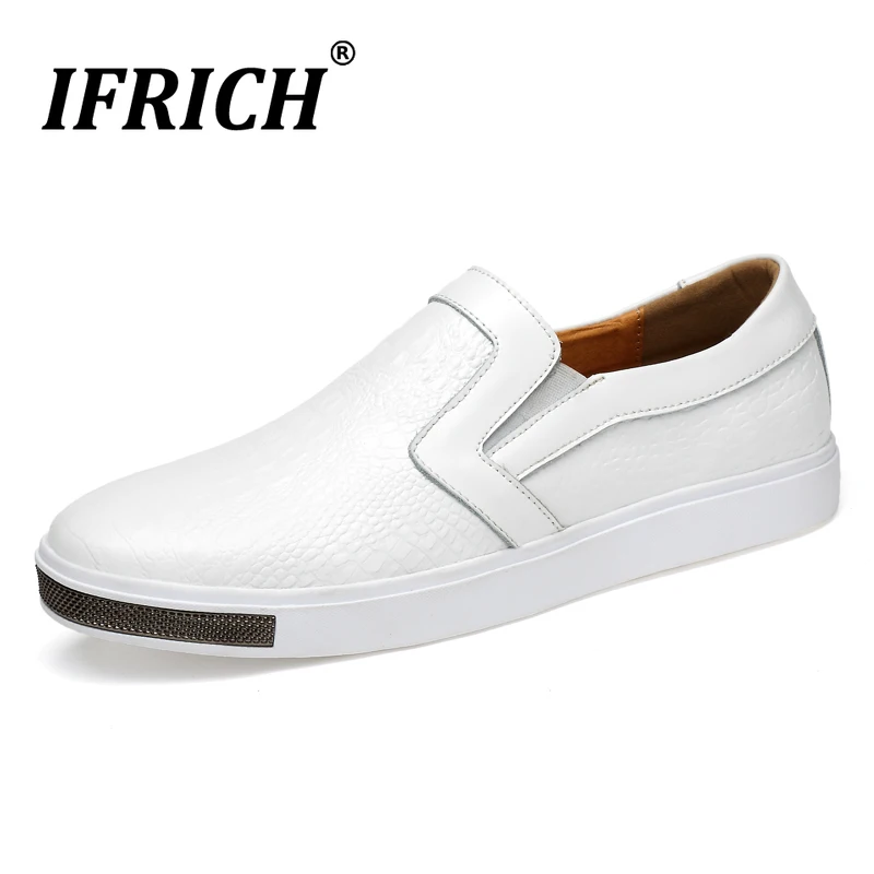 

Handmade Leather Sneakers Man White Black Fashion Casual Shoes For Men Designer Non-Slip Men Walking Footwear Discount Men Shoes