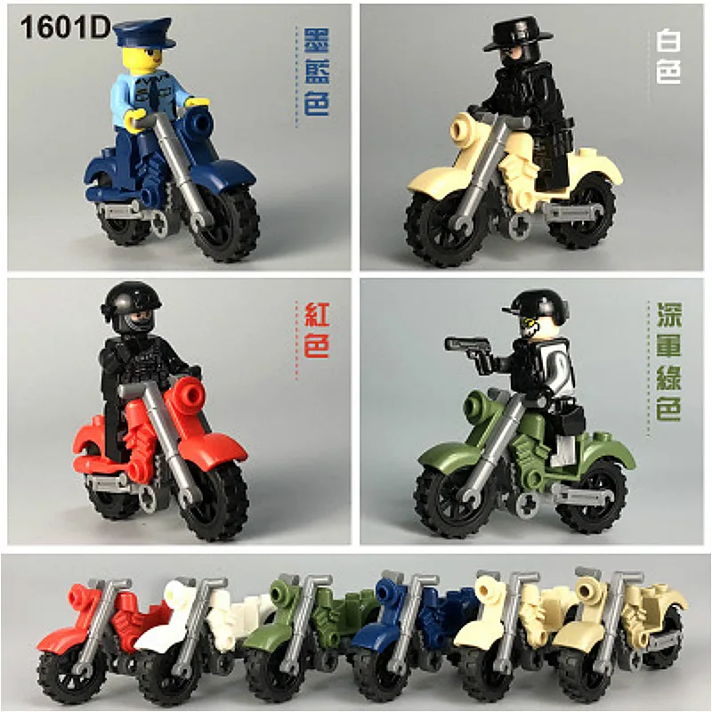 

Blue Brown Motorcycle Racing Two Model Six Colors Building Blocks Compatible Legoed City Figures Trucks Bricks Children Toys