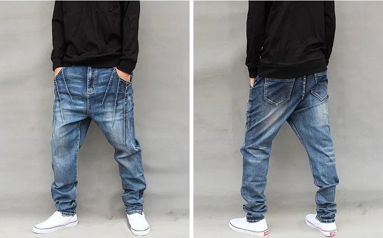 Weoneworld хип хоп брюки мужские повседневные шаровары с заниженным шаговым швом джинсовые брюки для мужчин Мешковатые брюки стрейч карандаш брюки плюс