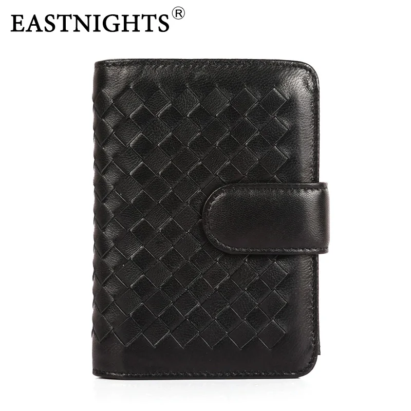 

EASTNIGHTS 2017 High Quality Wallets Sheepskin Women Wallets Lady Leather Purse Weave design Short TW2625