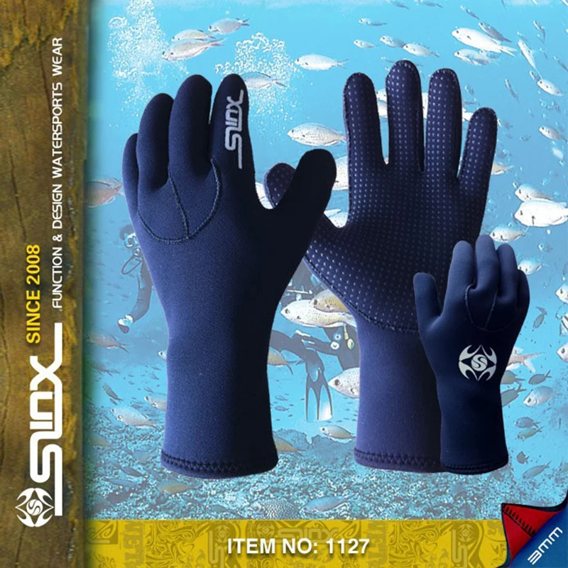 SLINX 3mm neoprene font b gloves b font for diving spearfishing sailing swimming wear dive equipment