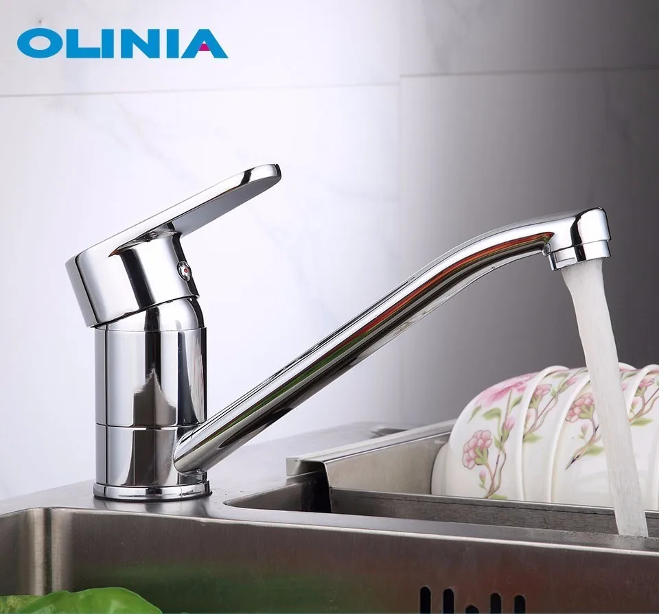 Olinia вращающийся кухонный кран на бортике, кран для раковины, водосберегающий смеситель, кран на 360 ° с одной ручкой и одним отверстием OL7164