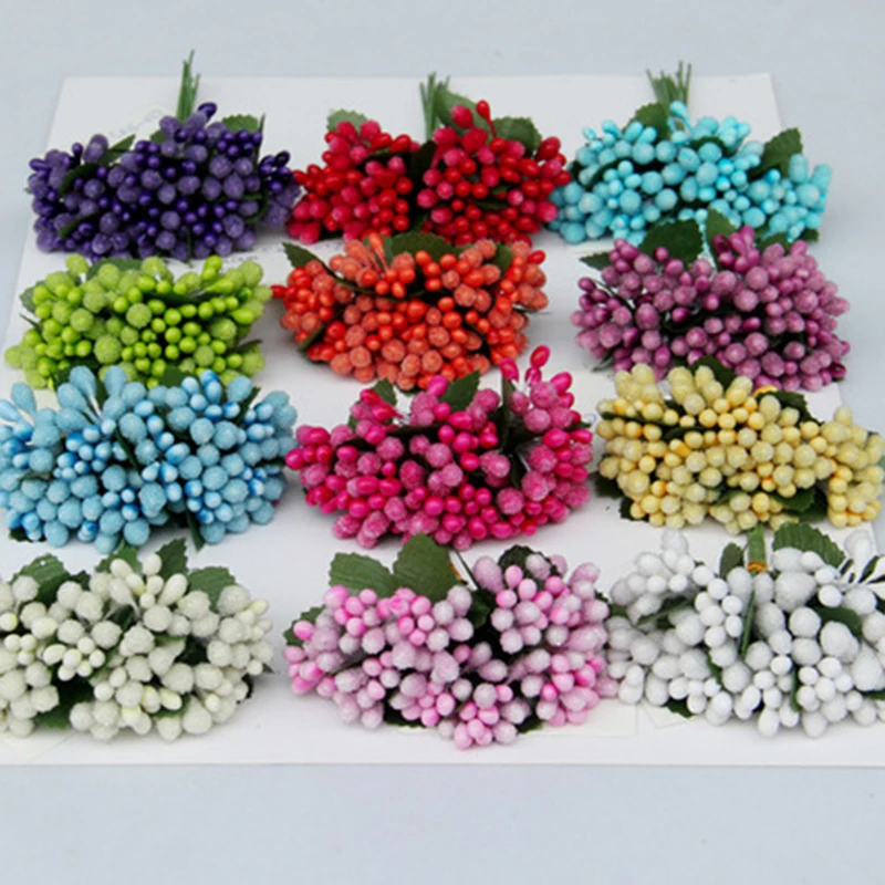 

12Pcs/lot Stamen Sugar Artificial Flowers Cheap Fake Flowers For Wedding Decoration DIY Wreath Scrapbooking Gift Box Craft