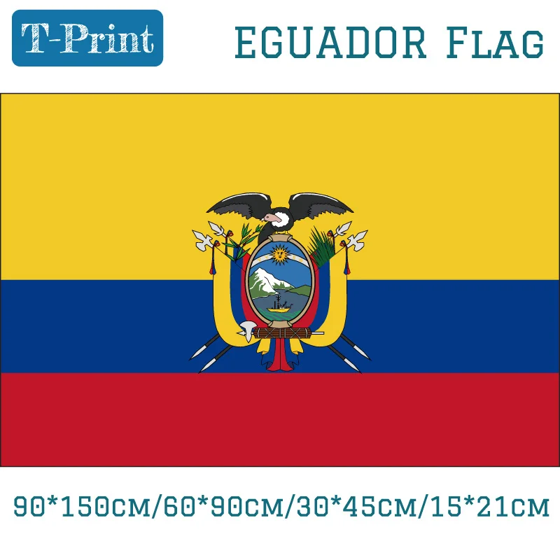 

Free shipping Eguador National Flag 90*150cm 60*90cm 15*21cm For World Cup / National Day / Olympic Games 30*45cm Car Flag