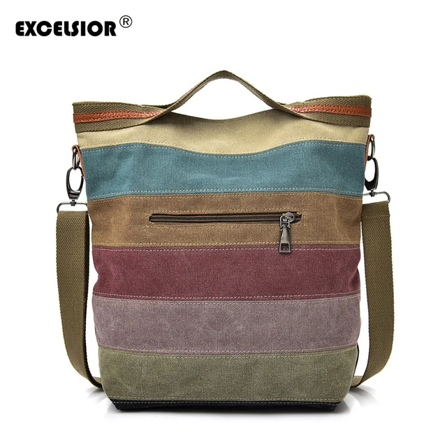 Cheap EXCELSIOR Casual Hand Bags for Womens High Quality Canvas Crossbody Bag Patchwork Big Capacity Handbag sac a main G1562