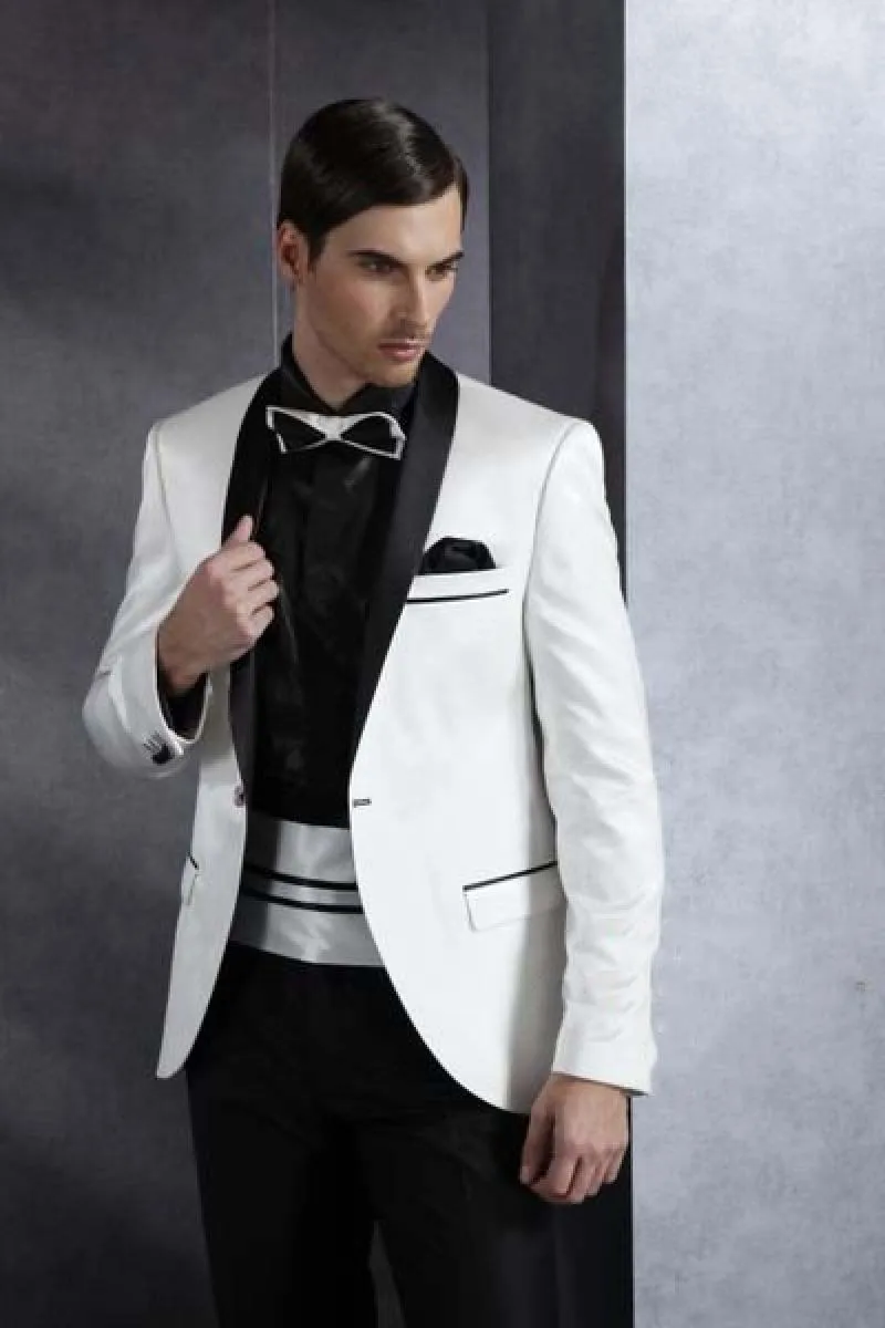 Последние конструкции пальто брюки белый мужской костюм для свадьбы Terno Формальные смокинг для жениха Slim Fit Для мужчин s Блейзер черный