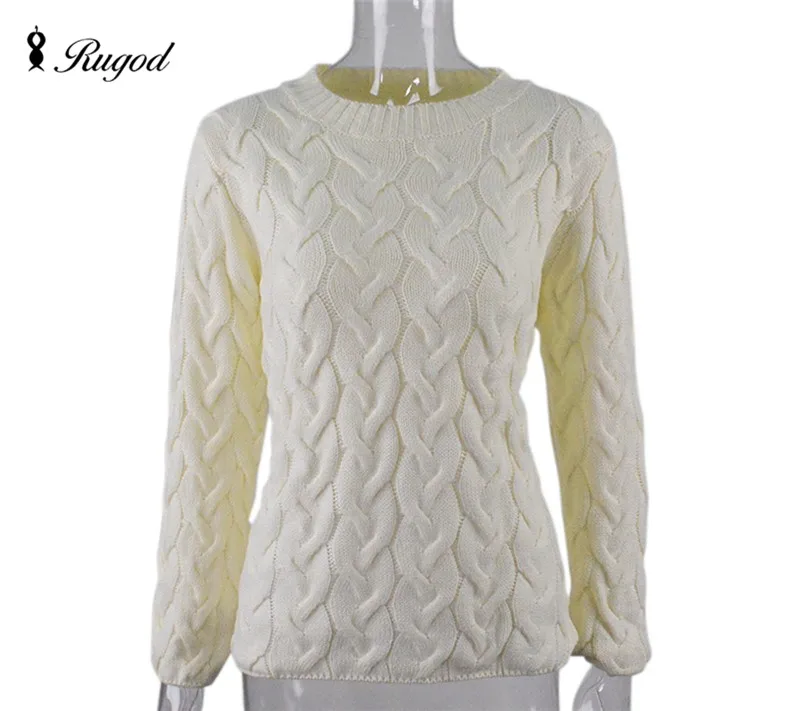 RUGOD весенний витой вязаный свитер для женщин, модный разноцветный Свободный пуловер с круглым вырезом и длинным рукавом, топы Pull Femme Hiver