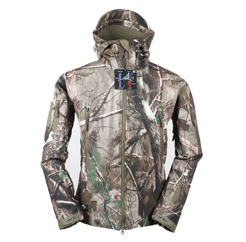 Externo de Pele de Tubarão Esporte com Capuz para Caça Jaqueta Militar Camuflagem Masculina Impermeável Tactical Revestimento Macio Uso Tad 14 Cheap Jaq. caminhada