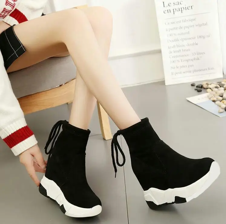 Boots children winter 2018 new thick bottom increase short boots plus velvet warm short tube women's boots casual stretch boots