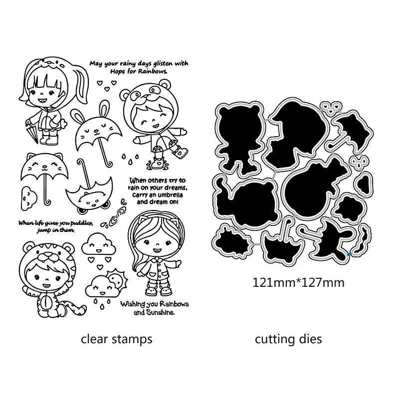 

Zhuoang Cute umbrella and child Clear Stamps / Silicone Seals and cutting dies for DIY scrapbooking photo album die cutter