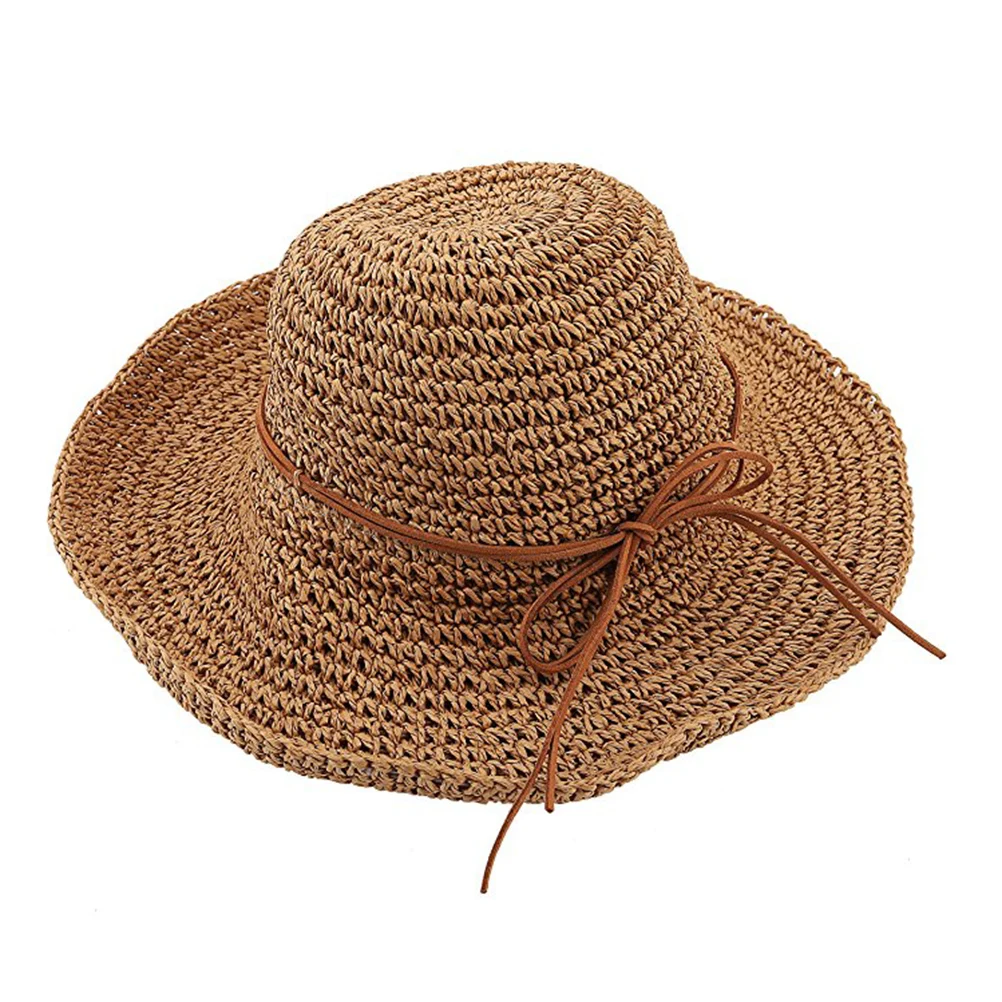 

Women's Wide Brim Caps Foldable Summer Beach Sun Straw Hats