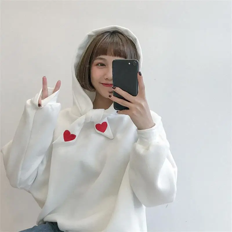 Для женщин толстовки Harajuku милые надписи Sweet Love Heart свободная флисовая толстовка с