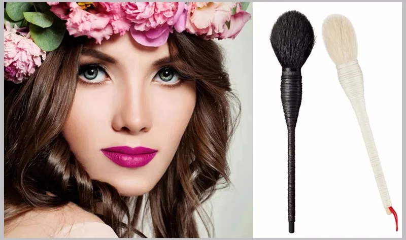 1 Pc Profesional Flat Goat Wool Rattan Makeup Brush Cosmetic Blush Powder Foundation Make Up Beauty Brushes3