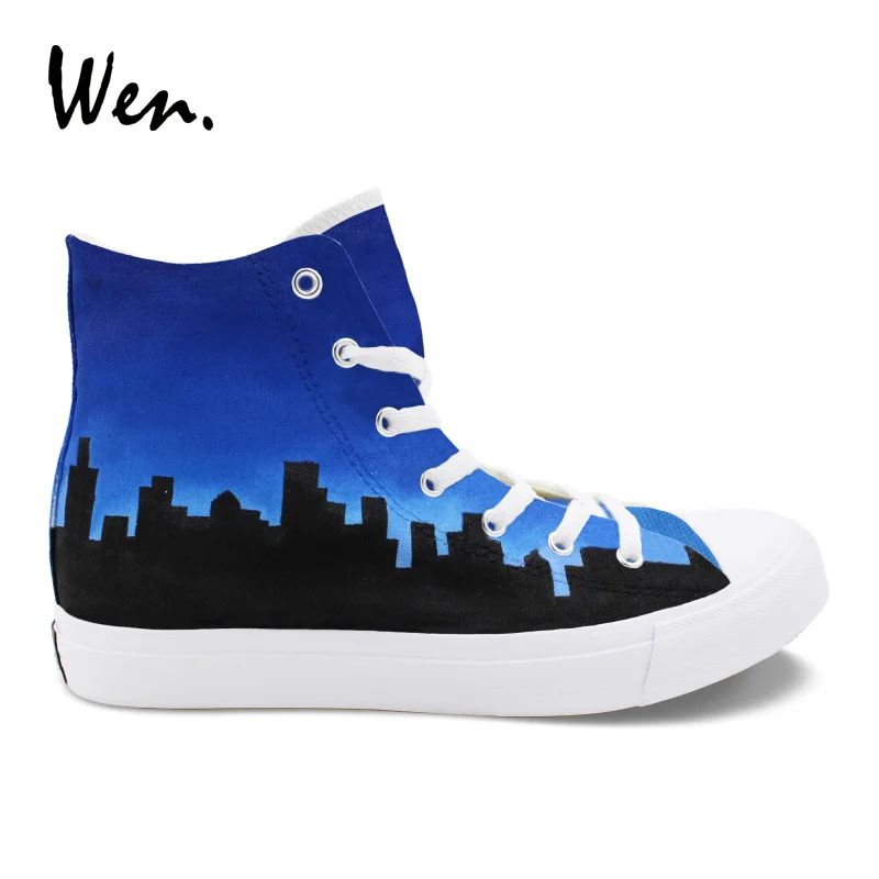 Wen Unisex Design Hand Painted Custom Shoes Chicago Flag