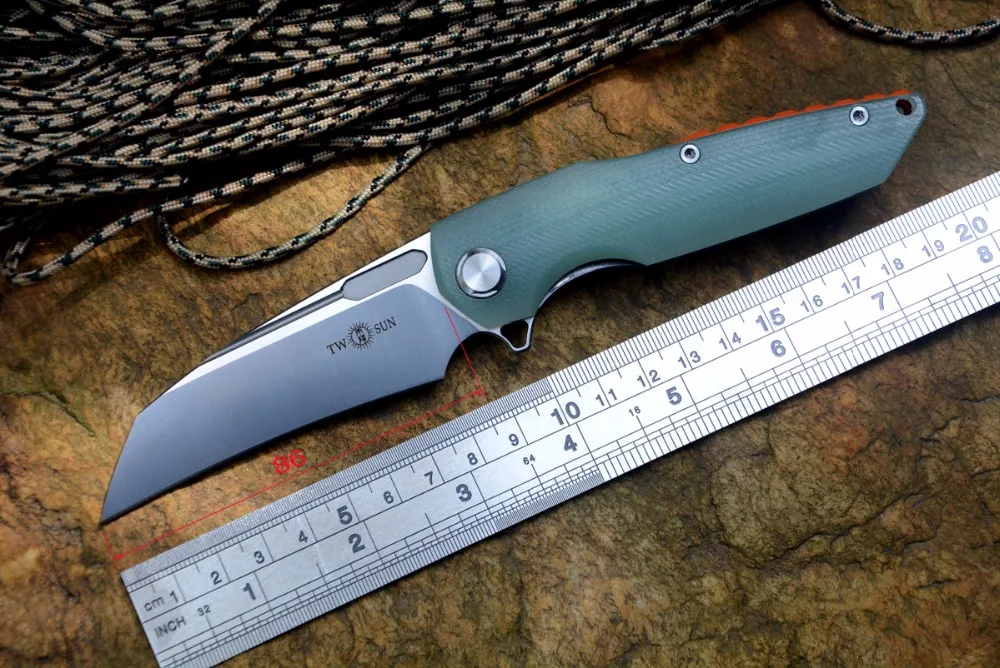 Цена TwoSun TS48 Jade G10 ручка модель карманный нож D2 Атлас flipper шариковый подшипник шайба Открытый Отдых выживания подарок нож