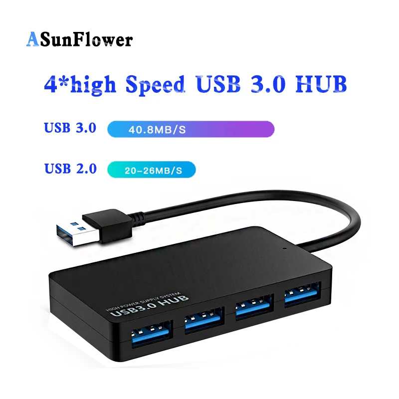 

USB 3.0 HUB High Speed HUB Adapter For MacBook Portable USB Splitter For Xiaomi NoteBook Air 12.5 inch 13.3 inch 4 Port 3.0 USB