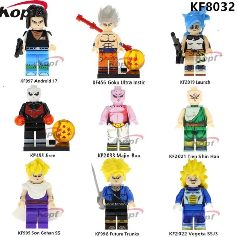 

KF8032 Super Heroes Dragon Ball Z Figures Son Gohan SS Majin Buu Future Trunks Vegeta Building Blocks Action Children Gift Toys
