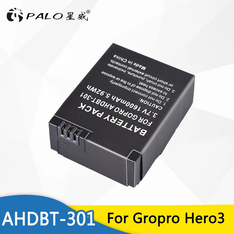 1 шт. 1600 мАч для камеры GoPro AHDBT-201/301 батарея Gopro Hero 3 + AHDBT-301 AHDBT-201 go pro Аксессуары |