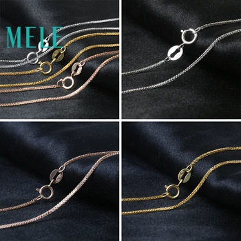 MELE real 18K gold Chopin chain for jewelry pendant,1mm yellow gold rose gold and platinum vegetarian necklace for accessories 6