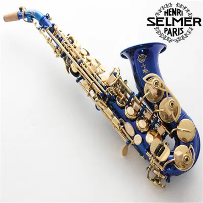

France Curved Soprano saxophone Selma 802 B Flat Blue tube gold button Curved Soprano sax 80 II Professional musical instrument