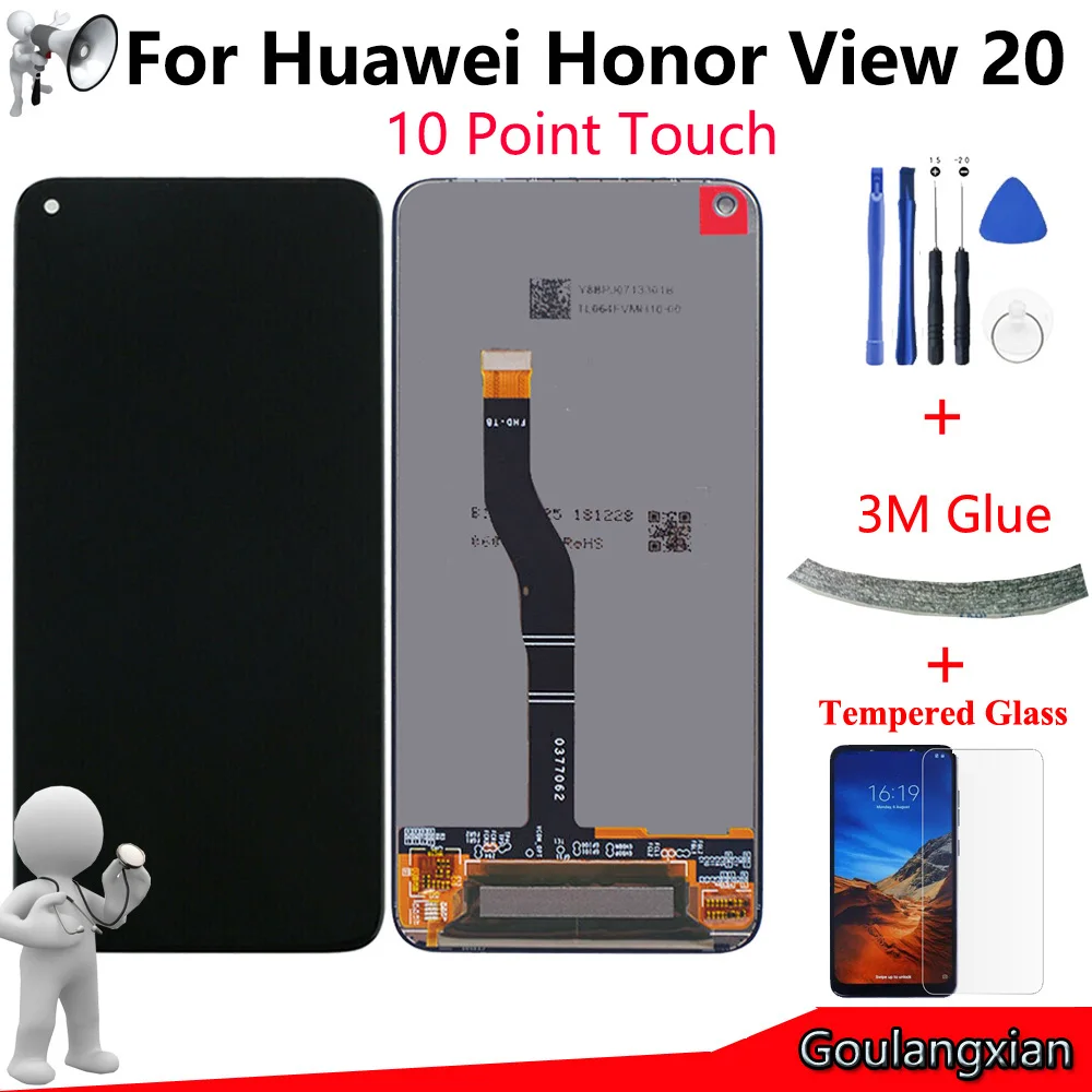 Оригинальный ЖК дисплей для Huawei Honor View 20 10 Touch AAA V20 зеркальный дисплей|Экраны
