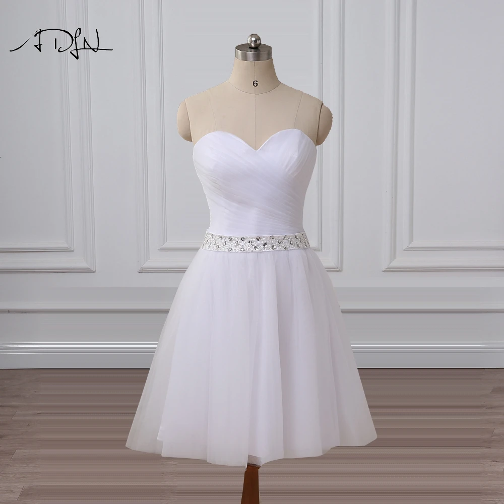 ADLN Sweetheart Sleeveless A line Short Wedding Reception Dresses Tulle
