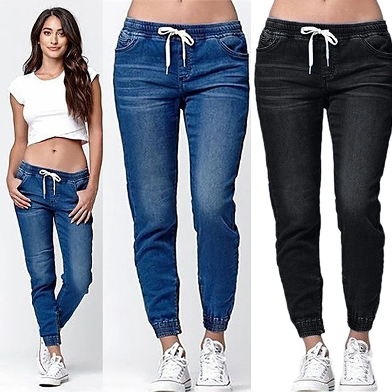 2019 spring and autumn new pencil pants retro high waist jeans new jeans ladies trousers loose Ccowboy pants XL 5XL 6X