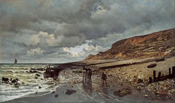 

High quality Oil painting Canvas Reproductions The Headland of the Heve at Low Tide (1865) By Claude Monet hand painted
