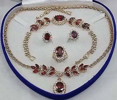 

Free Shipping>>new hot Fashion Jewellery Women's Set Zirconia Necklace EarringBracelet Ring 7 8 9