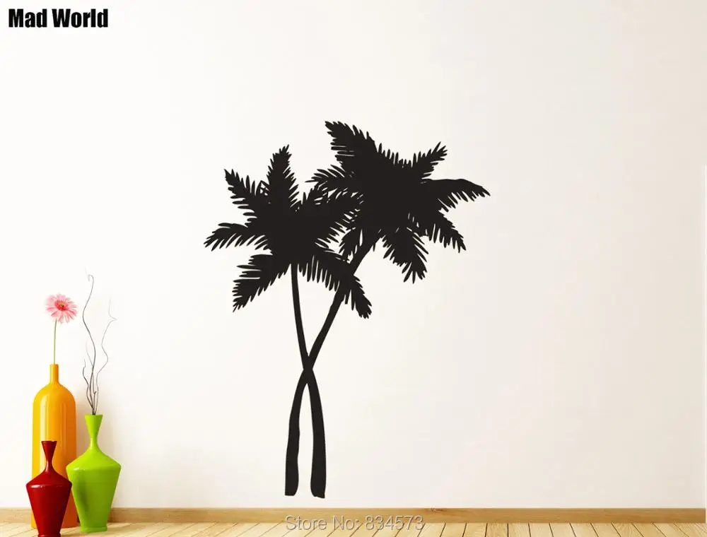 Mad World Swaying Palm Trees Hawaiian Silhouette Wall Art Stickers Wall