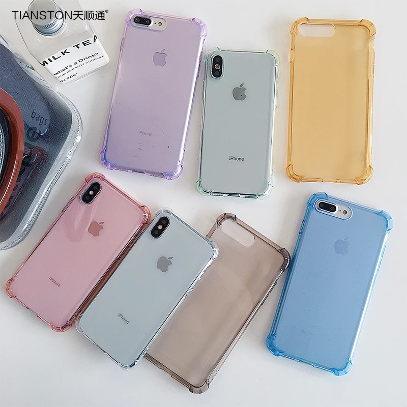 

Transparent Anti-knock TPU Silicone Case for IPhone X 8 7 6 Plus Cover Colorful Case Back Cover Protetcive for Apple X 7 6 plus