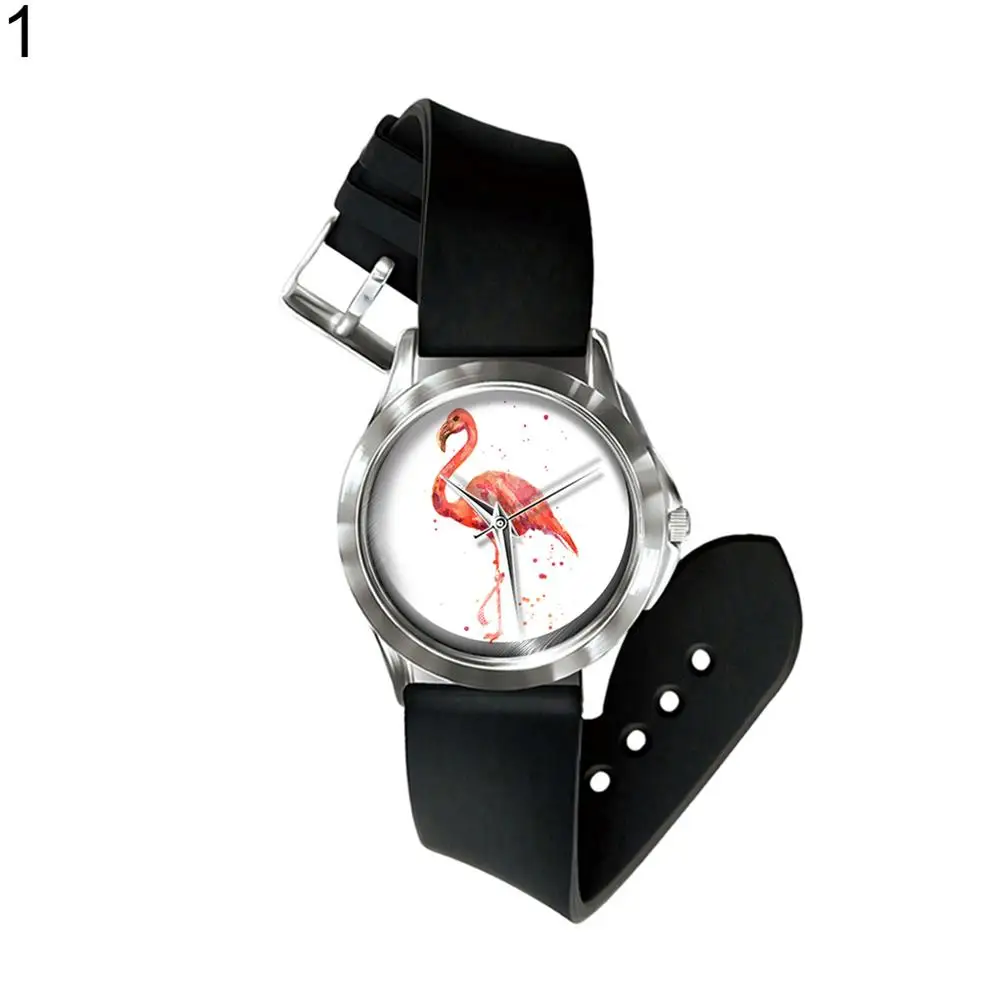 

Fashion Creative Flamingo Pattern Faux Leather Band Men Women Quartz Analog Wrist Watch Jewelry Gift
