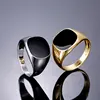 Anillo Vintage para hombre, anillos de esmalte Punk, piedras negras de imitación negras clásicas, anillo esmaltado para hombre ► Foto 3/6