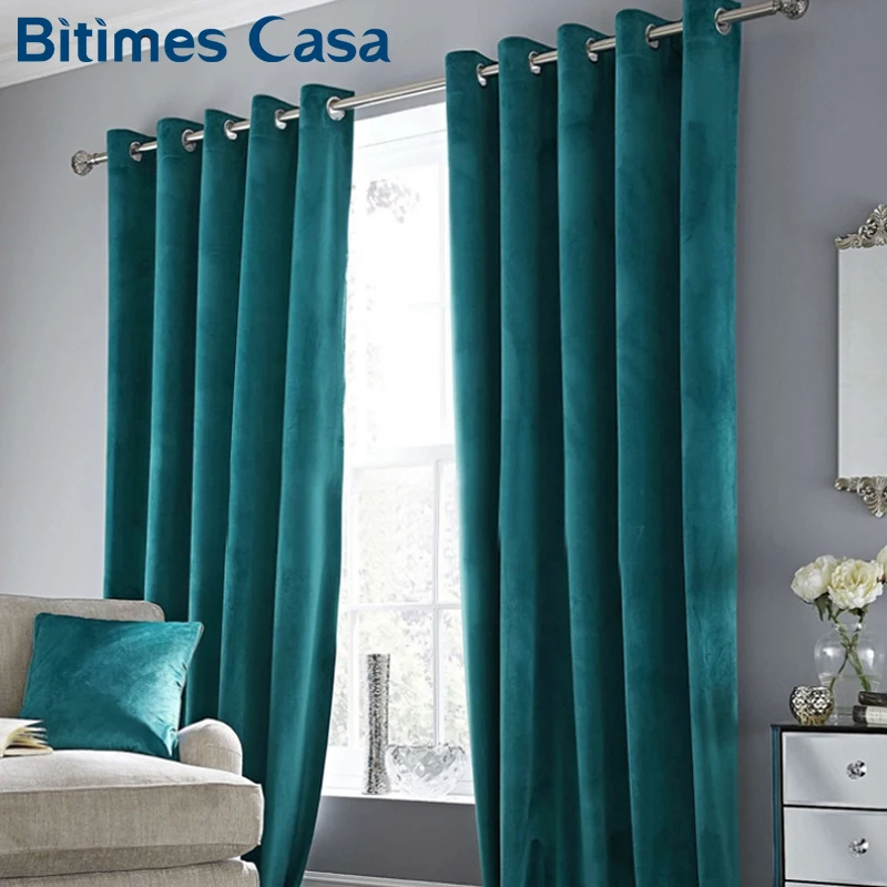Comprar Alto sombreado de terciopelo de lujo opaca ventanas cortina Panel para sala de estar dormitorio Interior decoración del hogar Color sólido